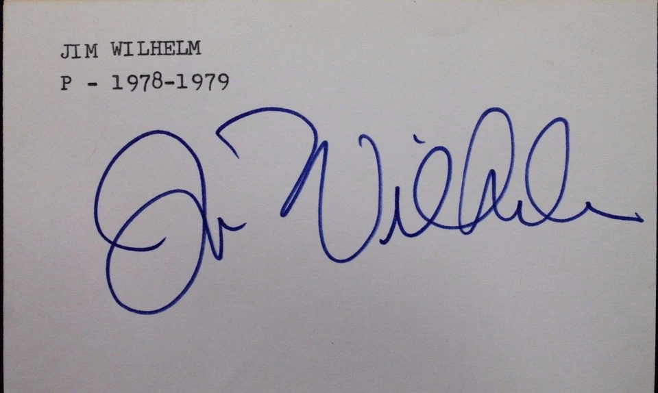 Jim Wilhelm Padres Autographed 3x5 Signed Index Card JSA 17D - Image 1 of 1
