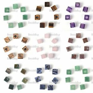 10mm Natural Gemstone Cube Shaped Large Hole Bead For DIY Jewelry Making Beads