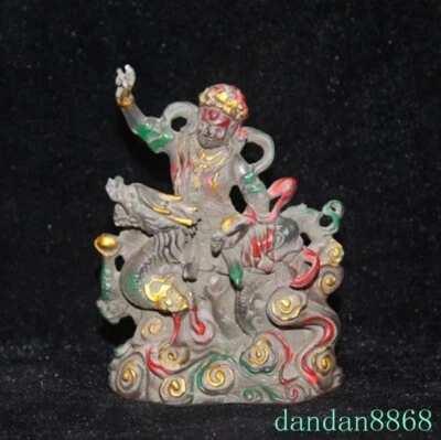 Estatua de Buda Jambhala amarilla riqueza esmaltada esmalte color vidrio tibetano de 4,2" Foto 1 de 4