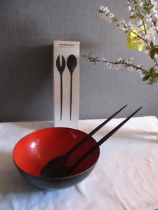 Schale KRENIT Dänemark Entwurf Herbert Krenchel Klassiker + Salatbesteck neu - Bild 1 von 7