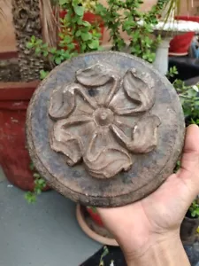 Antigua base de flores tallada a mano arenisca utensilios de cocina únicos tabla rodante de masa - Imagen 1 de 8