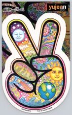 Dan Morris Peace Sign Hand Die-Cut Decal Sticker Psychedelic Sun Moon Art Hippie