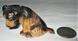 ANTIQUE HUBLEY TOY PA USA SOLID CAST IRON SITTTING DOG PUPPY STATUE PAPERWEIGHT - Picture 1 of 9