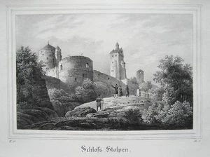 Schloß Stolpen Sachsen alte Lithographie aus Saxonia 1835-1841 - Picture 1 of 1