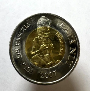 2007 CHILE 500 PESO, Easter Islands, Moai stone statues, KM X# 7 - Picture 1 of 2