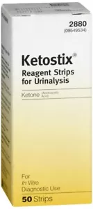 Tiras de reactivo Ketostix para análisis de orina, medir niveles de cetonas, caja de 50 unidades - Imagen 1 de 3