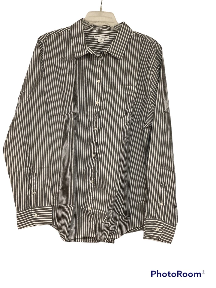 Amazon Essentials Men’s XXL Button Down Shirt Striped Long Sleeves Curved Hem