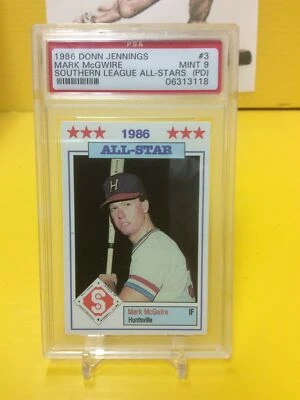 Tarjeta de béisbol 1986 Mark McGwire Donn Jenngs ligas menores graduada PSA 9 Foto 1 de 2