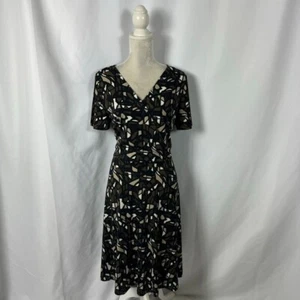 Isadora Collection Geometric Print Faux Wrap Dress Career Office Professional 12 - Picture 1 of 7