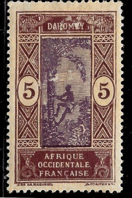 1913 FRANCE  Colony DAHOMEY SC#45 MLH  VF MAN CLIMBING OIL PALM /TREES/ - Image 1 of 2
