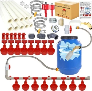 Pipeline Automatic Chicken Waterer System Set (58 Pc) Chicken Water Cups,Chicken - Picture 1 of 8