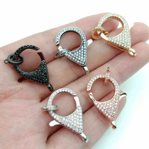 Fibbia gancio aragosta micro pavimentazione 15x32 mm zirconi cubici a forma di pera - Foto 1 di 12
