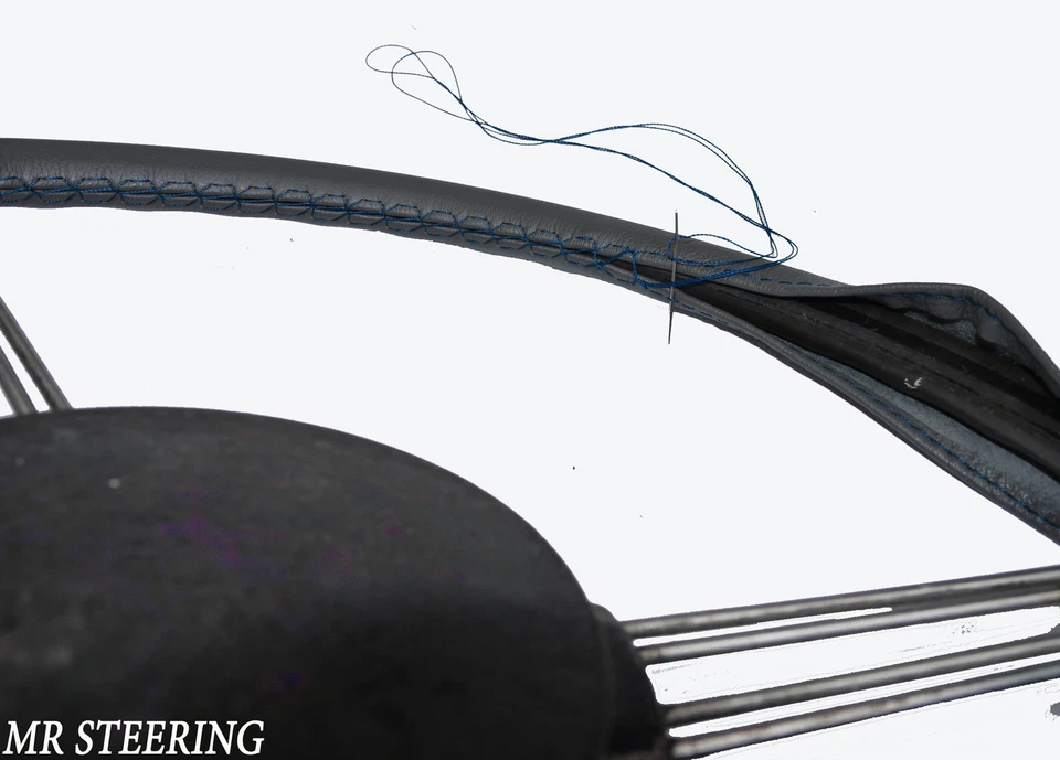 Dunkelgrau Leder Lenkrad Abdeckung Blau Naht für Austin Somerset 52-54 - Bild 1 von 1