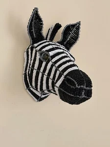 ZEBRA -Wall Mounted Beaded Animal Head/Trophy~ Medium~New~Hand Made-Glass Beads- - Picture 1 of 3