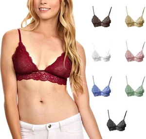 Spandex Allover Lace Bra W/ Mesh Lining and Adjustable Spaghetti Straps S/M~M/L - Picture 1 of 10