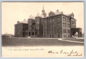 Michigan Deaf & Dumb School, Flint Michigan, antigua postal rotográfica de 1905 #1 - Imagen 1 de 2