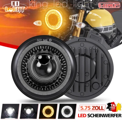 5.75" 5-3/4'' LED Angel Eye Halo DRL Scheinwerfer Für  Motorrad E-Geprüft - Bild 1 von 4