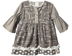 Easter Persnickety Dress Tunic Top 5 World Traveler City Ruffle Brown Polka Dot - Picture 1 of 8