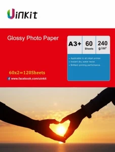 A3 Plus High Glossy Inkjet Paper Photo Paper Printing 240Gsm 120 Sheets Uinkit - Picture 1 of 9