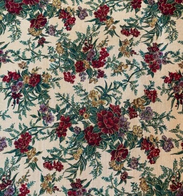 Vintage Hoffman International Fabric Flowers Beige Background 44x100” - Image 1 of 3