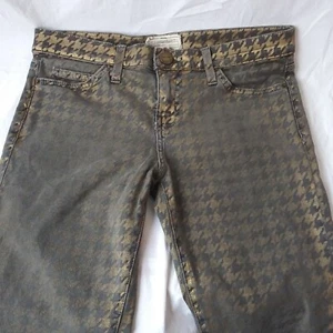 Current Elliott Jeans Brown Foil Houndstooth Ankle Skinny True 80's Black Gold - Picture 1 of 17