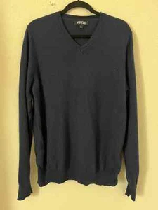 APT 9 Sweater Mens SZ XL Navy CASHMERE & SILK V-NECK PULLOVER Luxury Preppy - Picture 1 of 8