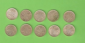 TEN 1960 AUSTRALIAN SILVER THREEPENCE COINS - SEE DESCRIPTION - Bild 1 von 2