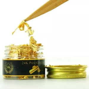 25mg 24K Gold Flakes Edible Genuine Gold Leaf Flakes Decorative Cake Cooking SPA - Picture 1 of 6