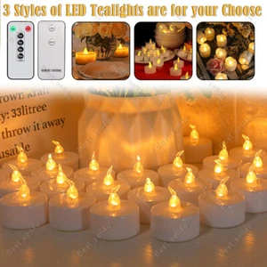 6/12/24pcs Led Tea Lights Candles LED FLAMELESS Battery Operated W/ timer remote - Picture 1 of 40