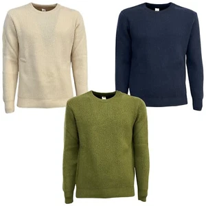 GRP Men's Heavyweight English Rib Crew Neck Sweater 7 CI10 Made In Italy - Picture 1 of 13