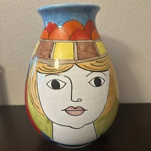 Desimone Nino Parrucca Lady Fruit Italian Studio Art Pottery 11” Lg Vase ITALY - Picture 1 of 10
