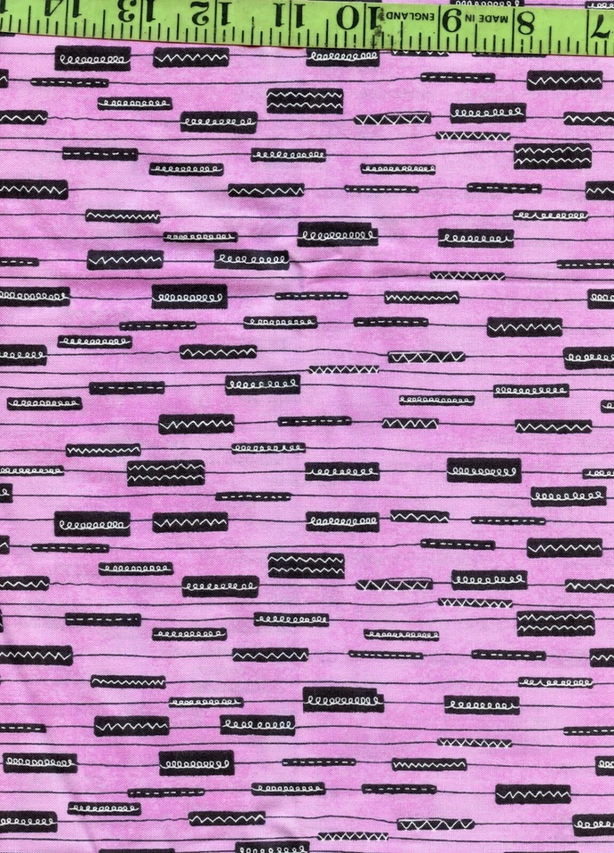 Flirt by Another Point of View Pink Black Stripes 100% Cotton Quilt Fabric   - Image 1 of 1