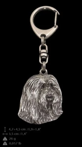 Bearded collie, porte-clés couvert d'argent, de qualité supérieure Art Dog FR - Bild 1 von 5