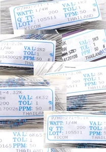 30 Pcs 1/4w Watt 1% Tolerance Metal Film Resistor Selections Val 220 620 to 12k - Picture 1 of 16