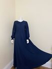 Classic Everyday Abaya with pockets. Flare/Umbrella muslim Women Maxi Dress Navy