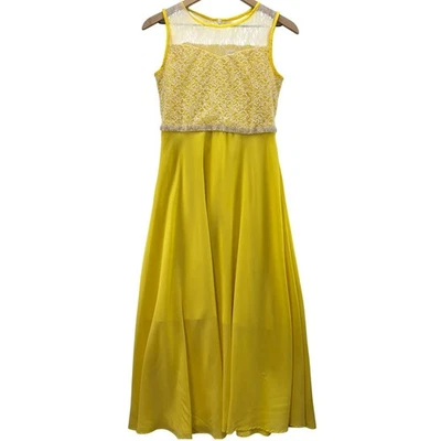 Sunny Fashion Girls Yellow Lace Top Dress Party Special Occasion Size 14 - Image 1 of 4