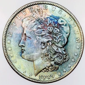 1889 MORGAN ULTRA PREMIER DUAL RAINBOW! FLAWLESS GEM BU+++++BEAUTIFUL NR #63280 - Picture 1 of 3