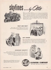 Otis Elevator Company 1948 Vintage Print Ad Skylines Denver - Picture 1 of 1