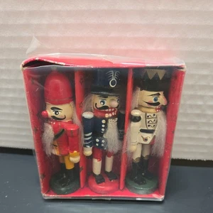  Set 3  Wooden Nutcracker Christmas Tree Ornaments - Picture 1 of 4