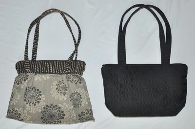 Lote de 2 Maruca Bolso de Hombro Negro Mediano Cartera Boho Tela Texturizada Tapiz Foto 1 de 4