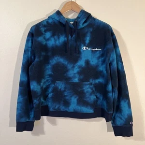 Champion Kids Embroidered Tie Dye Hoodie Sweatshirt Blue XL  - Picture 1 of 5