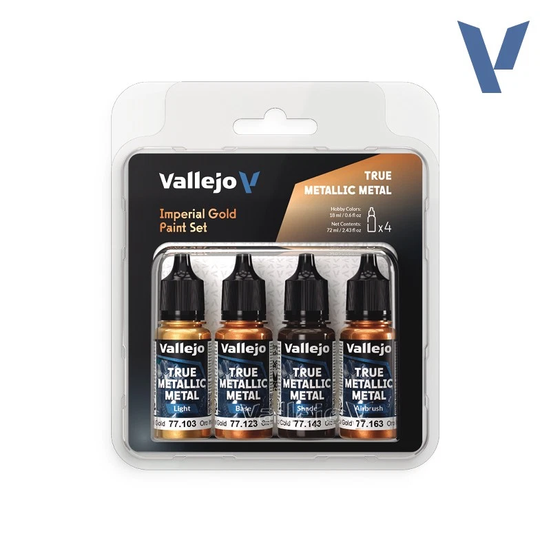 Vallejo BNIB True Metallic Metal Paint Set - Imperial Gold (x4 Colours)