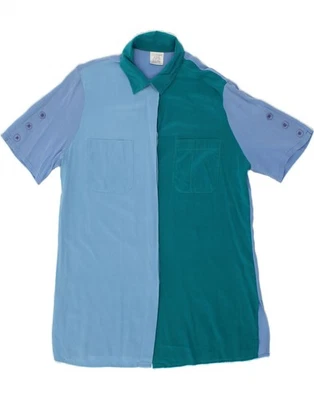 Alba Moda Damen Kurzarm Shirt Bluse UK 10 Small Blau Colourblock CM04 - Bild 1 von 3