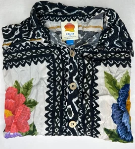 Farm Rio for Anthropologie Floral Artsty Viskose Button Down Bluse Damen L - Bild 1 von 10