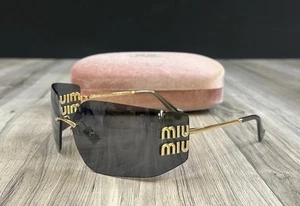 MIU MIU MU 54YS 5AK06I Gold Grey Black Women's 80 mm Sunglasses - Brand NEW - Picture 1 of 13