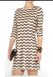 J. Abendkleid CREW Größe L Pailletten beige schwarz Chevron Streifen L - Bild 1 von 6