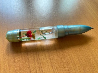 Bolígrafo. Vintage. Años 70. Con flores secas naturales. Aceite. Foto 1 de 4