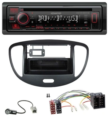 Kenwood MP3 CD USB Bluetooth DAB Autoradio für Hyundai i10 (2008-2013) schwarz - Bild 1 von 4