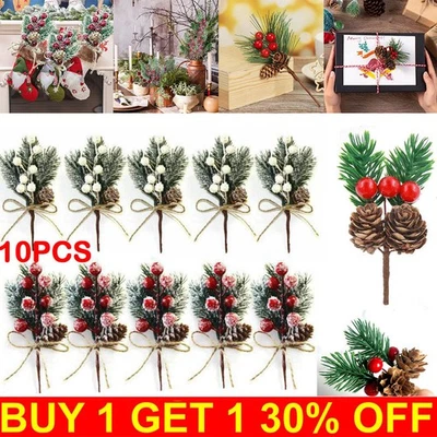 AMAZING-5A Christmas Artificial Pine Branch Ornament Berry Pick Holly Flower Xmas Decor