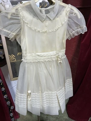 Vintage 3pc Communion Flower Girl Dress With Veil Hat Circa Early 1900s - Image 1 of 4